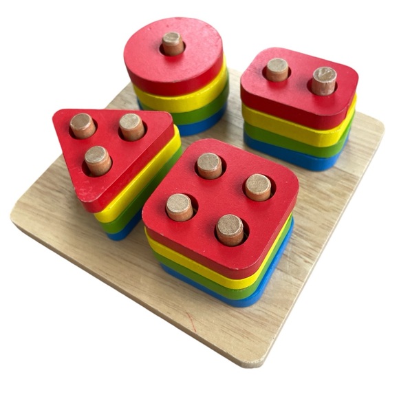 Toys | Colorful Wooden Shape Sorting Toy Set | Poshmark
